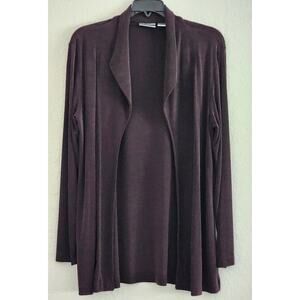 SWEATER/COVER UP-CHICO'S TRAVELERS-Brown-Knit-No Buttons-Hip Length-Chico's 1/SM